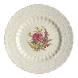 Antique SPODE Copeland Bread Plate Heath & Rose in Jewel Shape 6 1/4” Set of 4